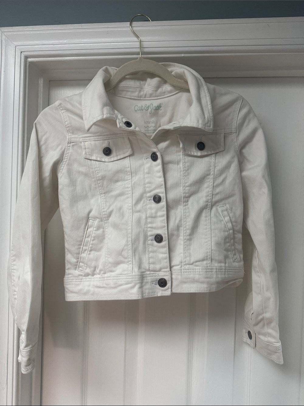 Cat & Jack Off-White Denim Jacket with Dark Buttons